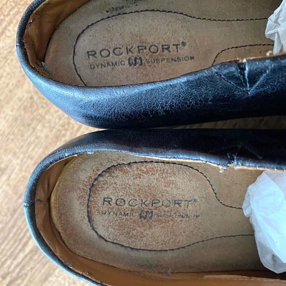 Rockport Womens Black Slip On Leather Shoe Wedge Heel Clog 8 - Picture 9 of 10